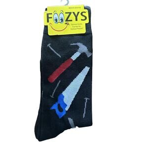 NWT Foozys Black Crew Construction Work Tool Men's Socks One Size